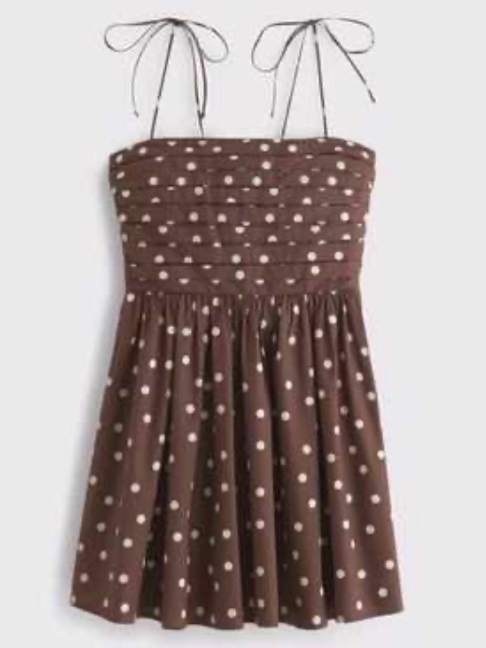 Sz Lg Abercrombie & Fitch Emerson Tie-Strap Mini Dress brown white polka dot
